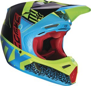 Helmet FOX V3 DIVIZION blau/gelb