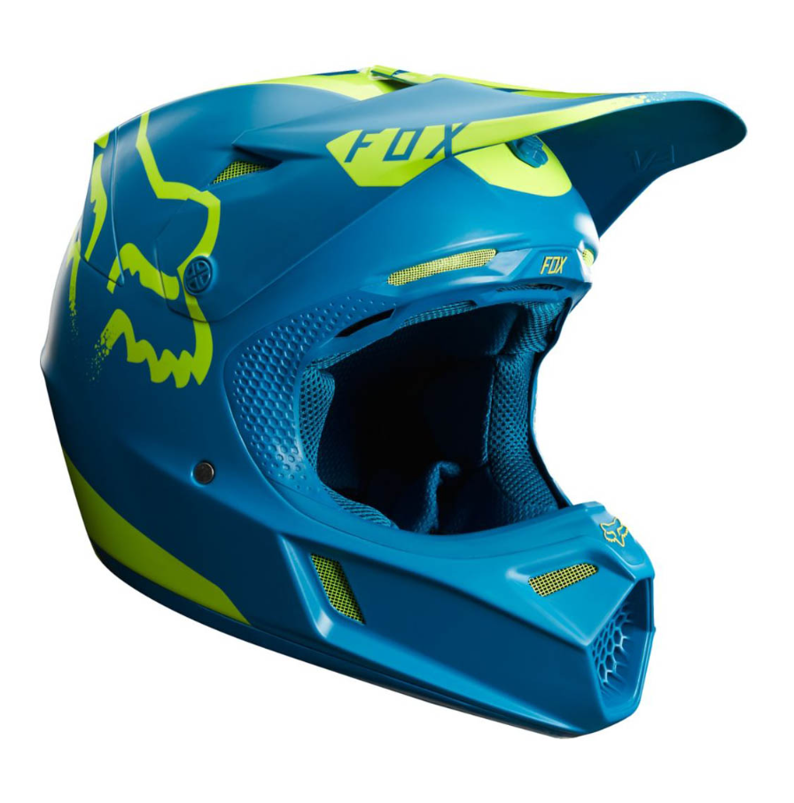 Helmet FOX V3 Savant Blue-Yellow Gr. L